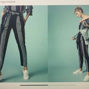 Express Striped Sash Waist Ankle Pants